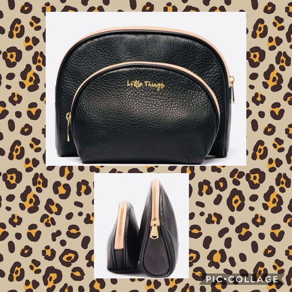 ⭐️2 PC⭐️NWT⭐️Leather Makeup Bag Set